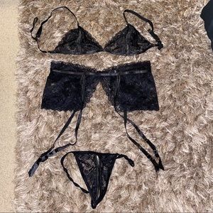 Frederick’s of Hollywood Black Lace Lingerie Set